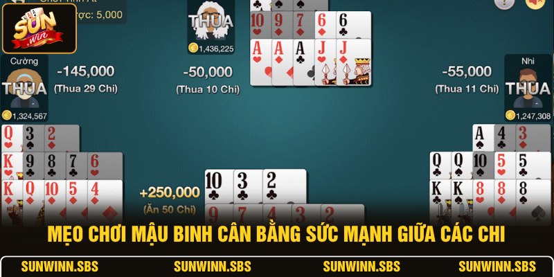 Mẹo chơi Mậu Binh cân bằng sức mạnh giữa các chi